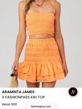 Araminta James Orange Smocked Set XS Never Worn